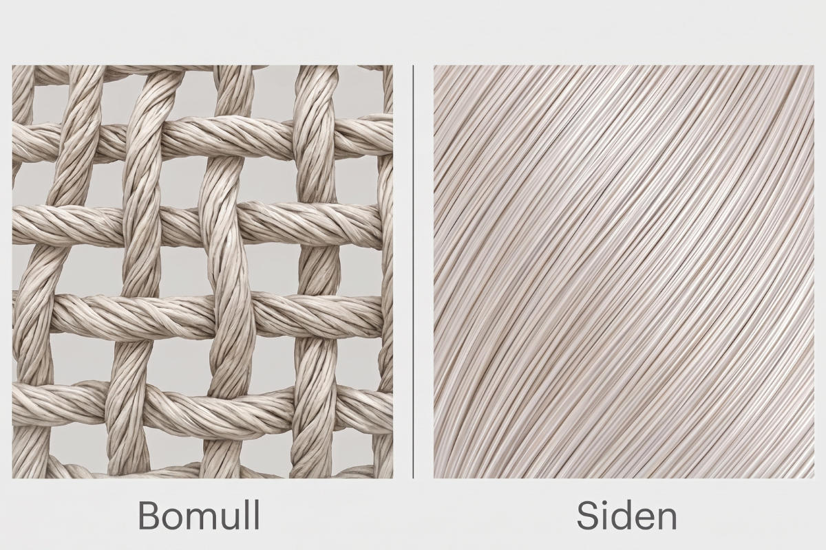 Jämförelse bomullsfiber och sidenfiber