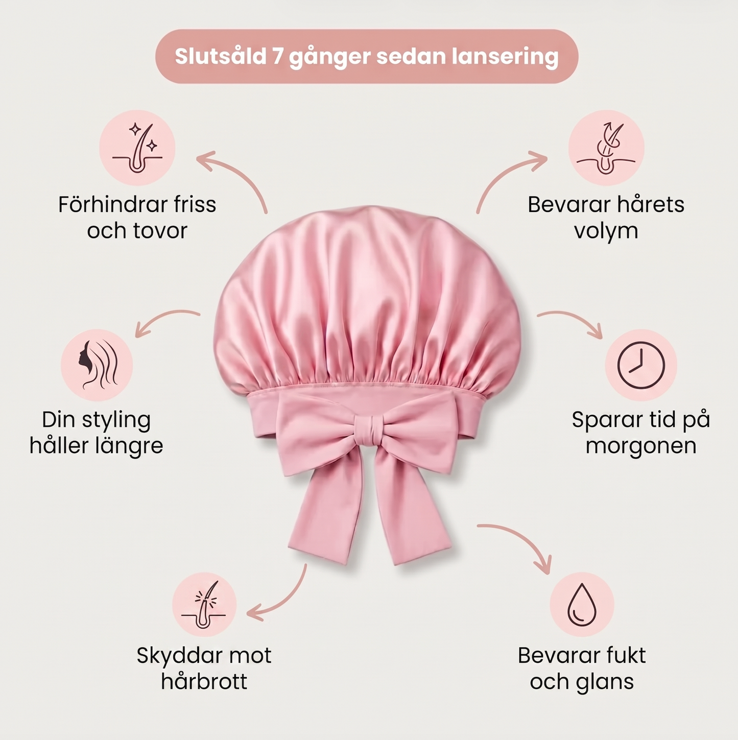 Lunas sidenbonnet – skyddar mot slitage och hårbrott. I mullbärssiden.