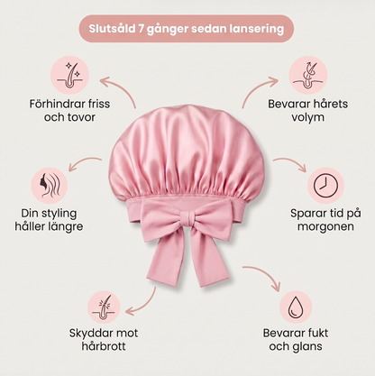Lunas sidenbonnet – skyddar mot slitage och hårbrott. I mullbärssiden.